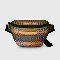 Поясная сумка Желто-оливковый полосатый орнамент