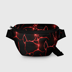 Поясная сумка Красные неоновые трещины, цвет: 3D-принт