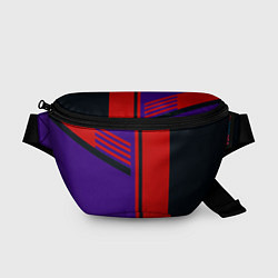Поясная сумка Красные полосы на чёрном, цвет: 3D-принт
