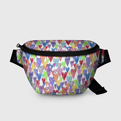 Поясная сумка Разноцветные сердечки Калейдоскоп, цвет: 3D-принт