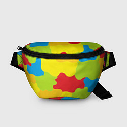 Поясная сумка Кляксы разноцветные - детский камуфляж, цвет: 3D-принт