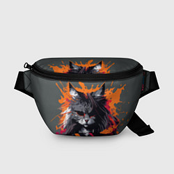 Поясная сумка Rocker Cat on a gray background - C-Cats collectio, цвет: 3D-принт