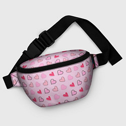 Поясная сумка Валентинки на нежно-розовом фоне, цвет: 3D-принт — фото 2