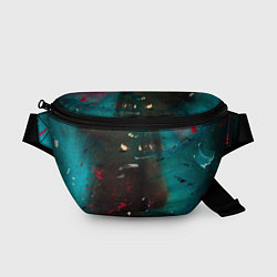 Поясная сумка Абстрактные тьма, светло-синий туман и мазки красо