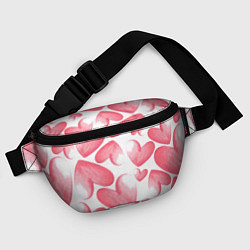 Поясная сумка Розовые акварельные сердца - паттерн, цвет: 3D-принт — фото 2
