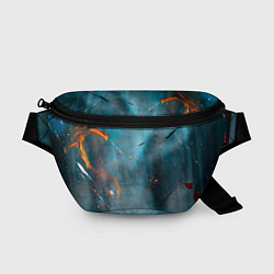 Поясная сумка Абстрактный синий туман, силуэты и краски