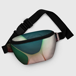 Поясная сумка Абстрактные зелёные и розовые пластины, цвет: 3D-принт — фото 2