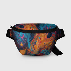 Поясная сумка Яркие абстрактные разводы краски, цвет: 3D-принт