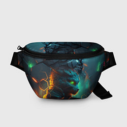 Поясная сумка Кот из разломленных неоновых плит, цвет: 3D-принт