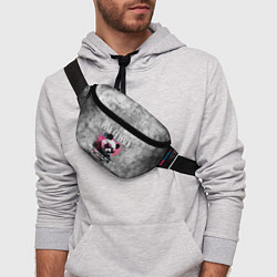 Поясная сумка Панда в розовых очках на сером фоне, цвет: 3D-принт — фото 2