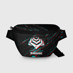Поясная сумка Warframe в стиле glitch и баги графики на темном ф