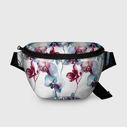 Поясная сумка Голубая орхидея акварель - паттерн, цвет: 3D-принт