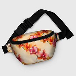 Поясная сумка Акварельные цветы - персиковый паттерн, цвет: 3D-принт — фото 2