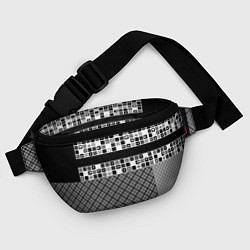 Поясная сумка Черно-белый лоскутный узор-пэчворк, цвет: 3D-принт — фото 2
