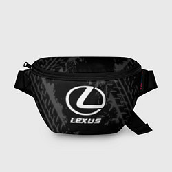 Поясная сумка Lexus speed на темном фоне со следами шин