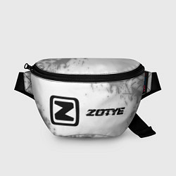 Поясная сумка Zotye speed на светлом фоне со следами шин: надпис