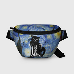 Поясная сумка Кот Бегемот на примусе в Звездной ночи, цвет: 3D-принт