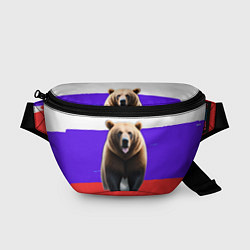 Поясная сумка Медведь на флаге, цвет: 3D-принт