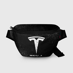 Поясная сумка Tesla с потертостями на темном фоне