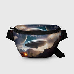 Поясная сумка НЛО над горами, цвет: 3D-принт