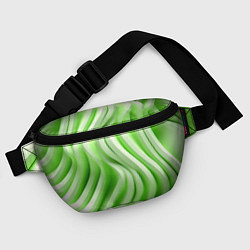 Поясная сумка Белые и зеленый волны, цвет: 3D-принт — фото 2