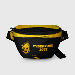 Поясная сумка Cyberpunk 2077 - gold gradient: надпись и символ
