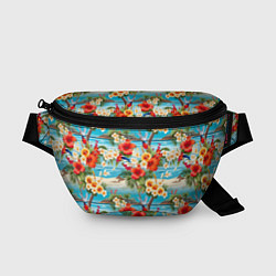 Поясная сумка Светлый гавайский фон и цветы, цвет: 3D-принт