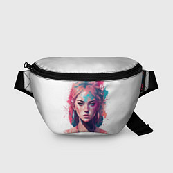 Поясная сумка Девушка акварельные краски, цвет: 3D-принт