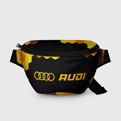 Поясная сумка Audi - gold gradient: надпись и символ, цвет: 3D-принт
