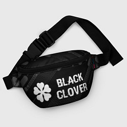 Поясная сумка Black Clover glitch на темном фоне: надпись и симв, цвет: 3D-принт — фото 2