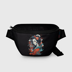 Поясная сумка Обворожительная гейша в цветах, цвет: 3D-принт