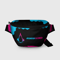 Поясная сумка Assassins Creed - neon gradient: надпись и символ