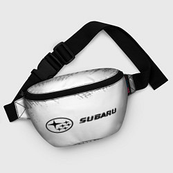 Поясная сумка Subaru speed на светлом фоне со следами шин: надпи, цвет: 3D-принт — фото 2