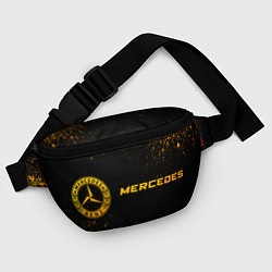 Поясная сумка Mercedes - gold gradient: надпись и символ, цвет: 3D-принт — фото 2