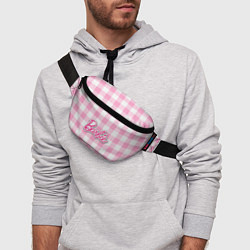 Поясная сумка Барби лого розовая клетка, цвет: 3D-принт — фото 2