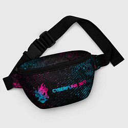 Поясная сумка Cyberpunk 2077 - neon gradient: надпись и символ, цвет: 3D-принт — фото 2