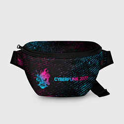Поясная сумка Cyberpunk 2077 - neon gradient: надпись и символ, цвет: 3D-принт