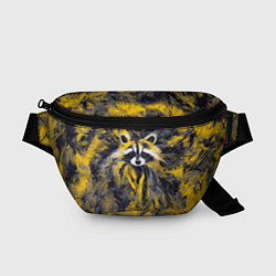 Поясная сумка Абстрактный желтый енот в стиле арт