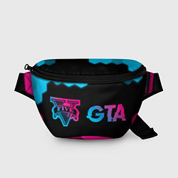 Поясная сумка GTA - neon gradient: надпись и символ