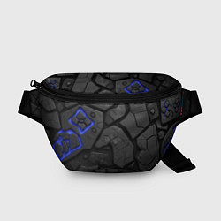 Поясная сумка Черные плиты с синей вставкой, цвет: 3D-принт