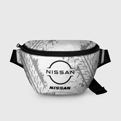 Поясная сумка Nissan speed на светлом фоне со следами шин, цвет: 3D-принт