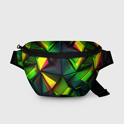 Поясная сумка Зеленые абстрактные треугольники, цвет: 3D-принт