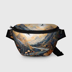 Поясная сумка Солнечное утро в цветущих горах, цвет: 3D-принт