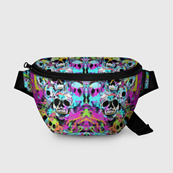 Поясная сумка Зеркальный паттерн из черепов - поп-арт, цвет: 3D-принт