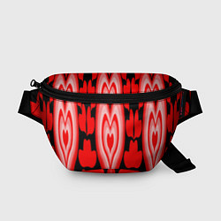Поясная сумка Сердечки с красными узорами, цвет: 3D-принт