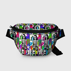 Поясная сумка Разноцветные скелеты девушки - поп-арт - мода
