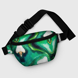 Поясная сумка Жидкий изумруд в стиле арт, цвет: 3D-принт — фото 2