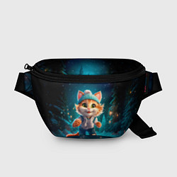 Поясная сумка Мультяшный котенок на коньках, цвет: 3D-принт