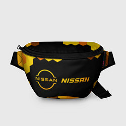 Поясная сумка Nissan - gold gradient: надпись и символ