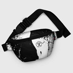 Поясная сумка Ссср знак качества - краски брызг чёрно-белых, цвет: 3D-принт — фото 2